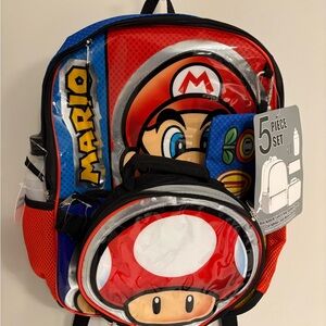 NEW Super Mario Nintendo School Backpack Lunchbox & Pencil Case Water Bottle